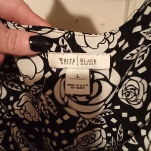 White House Black Market Black and White Floral Blouse